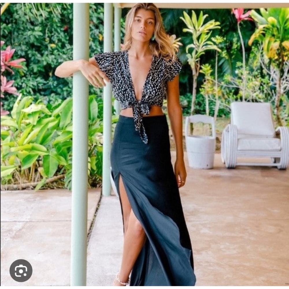 XIX Palms Striped Wrap Top